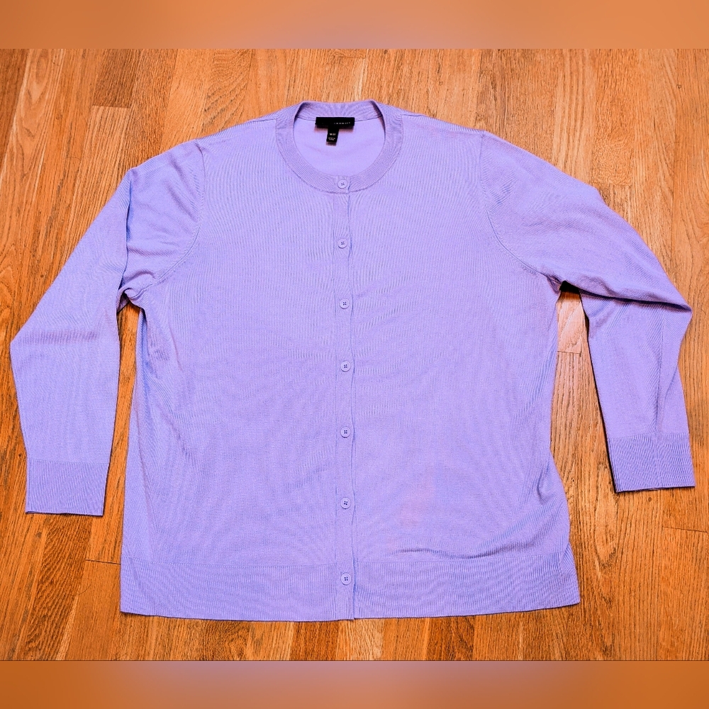 Cardigan Sweater Lavender Purple crew neck Stretch Knit Plus Lane Bryant 18/20